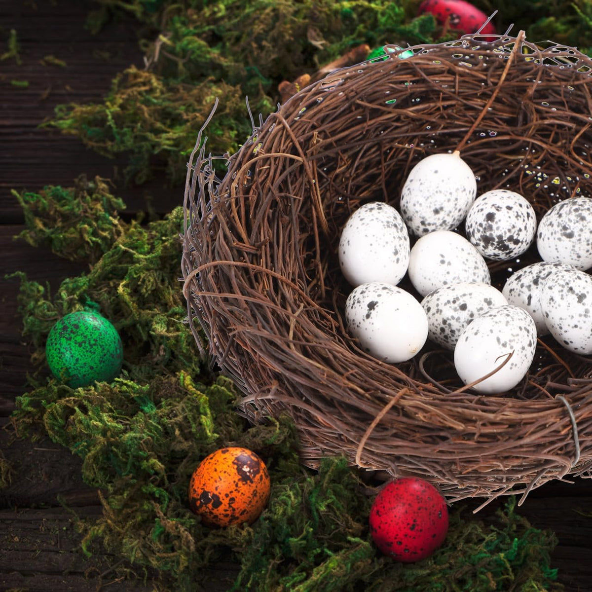 PRETYZOOM Easter Bird Nest Decoration Set - 2pcs Simulation Rattan Bird Nest with 10 Foam Eggs, DIY Craft Kit for Home Decor, Party, and Arts