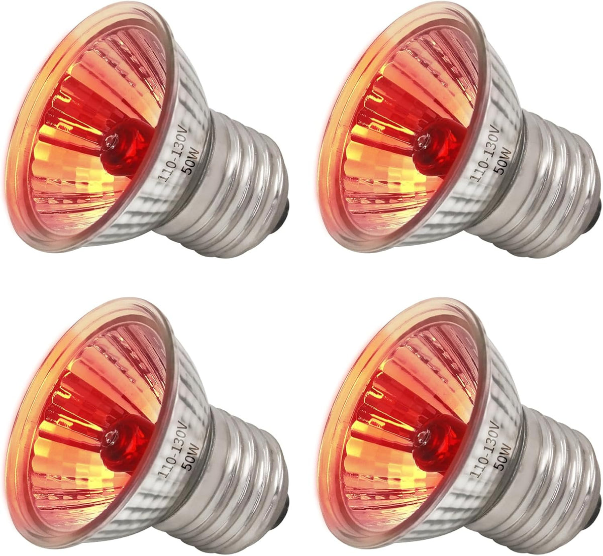4 Pack UVA Infrared Reptile Heat Bulbs, Red Light, 25W