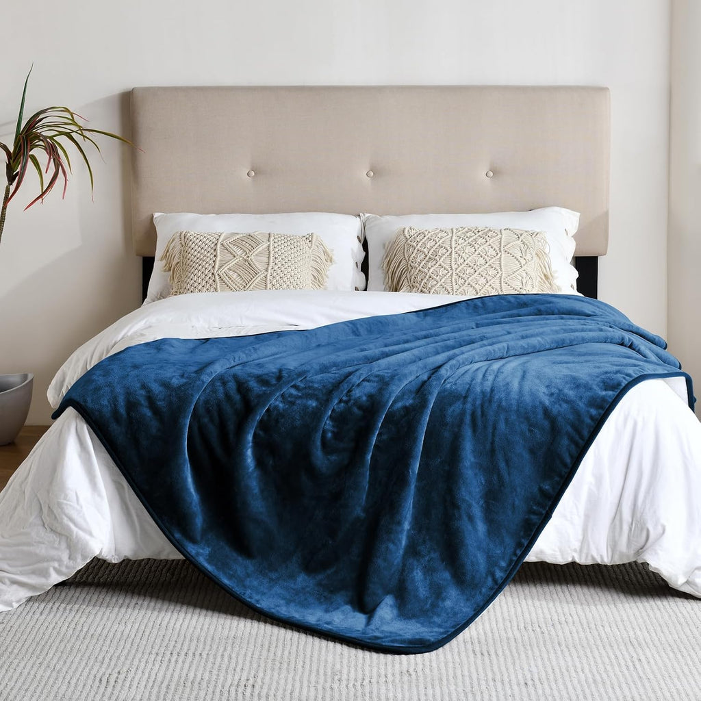 Soft Waterproof Blanket for Bed Couch Sofa, Navy Blue, 50x60 inches