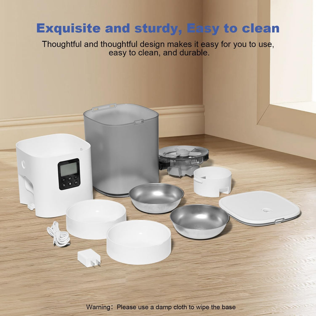 ANDOLL HOME 6L Automatic Cat Feeder, 2 Pets Timed Cat Dry Food Dispenser