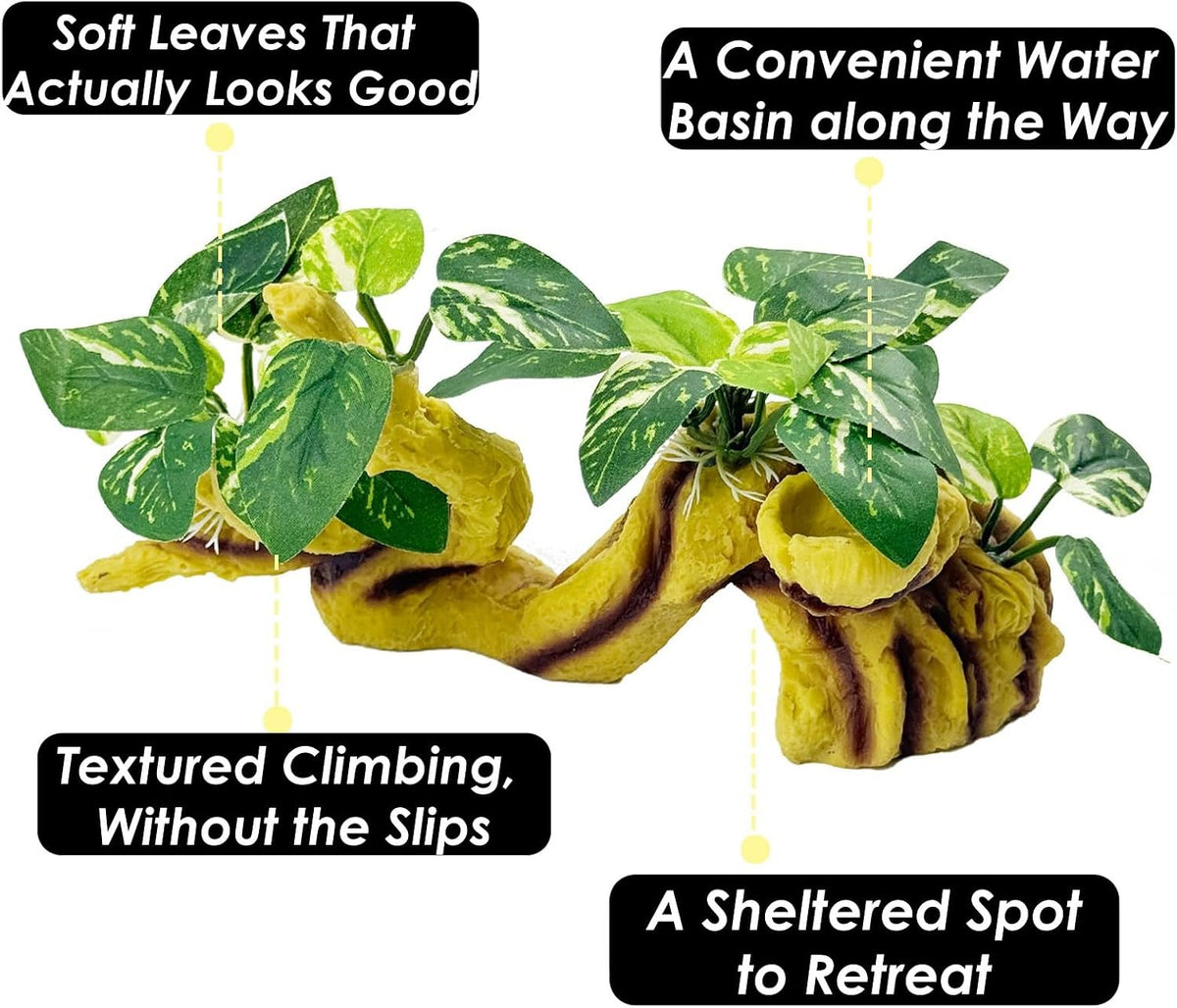 Climbing Branches for Crested Gecko, Resin Branches for Reptiles, Branches for Reptile Tank for Crested Gecko Frog Corn Snake Lizard Spider(Yellow)