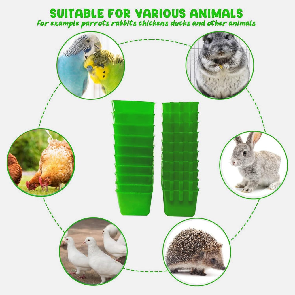20 Pcs Chicken Coop Feeder Water Cup,16 oz Cage Cups Chicken Feeder Waterer, Cage Cups Birds Hanging Feeders, Chicken Feeder Water Bowl for Parakeet Poultry Pigeon Bunny Wire Cage (Green, 16oz)