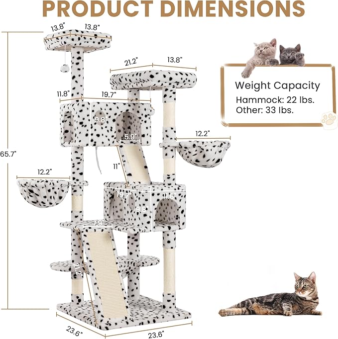 SHA CERLIN 65in Larger Cat Tree Tower Condo - Image 8