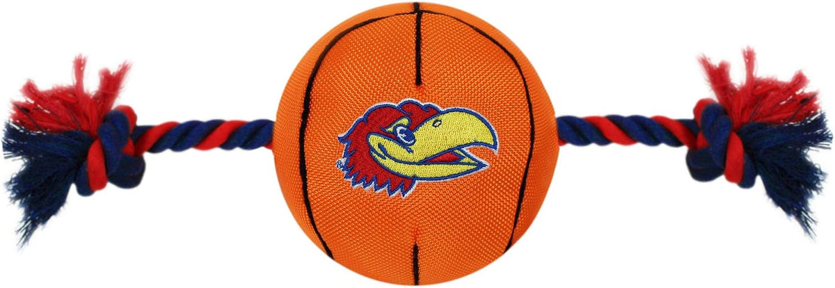 NCAA North Carolina Tar Heels Basketball Rope Toy for Dogs & Cats. Tough Nylon, Sporty Basketball Design, Heavy-Duty Ropes with Inner Squeaker