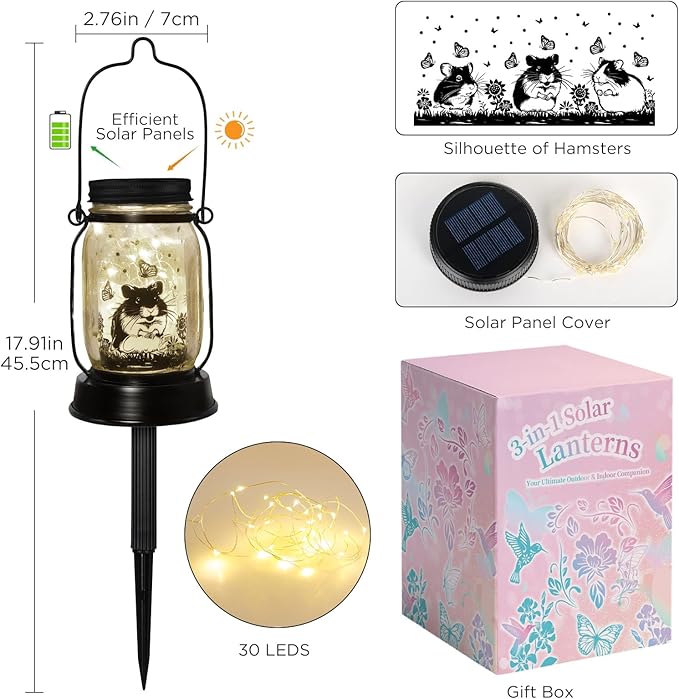 kyoryuger Hamster Gifts for Women/Men Hamster Solar Lanterns Mom Birthday - Image 7