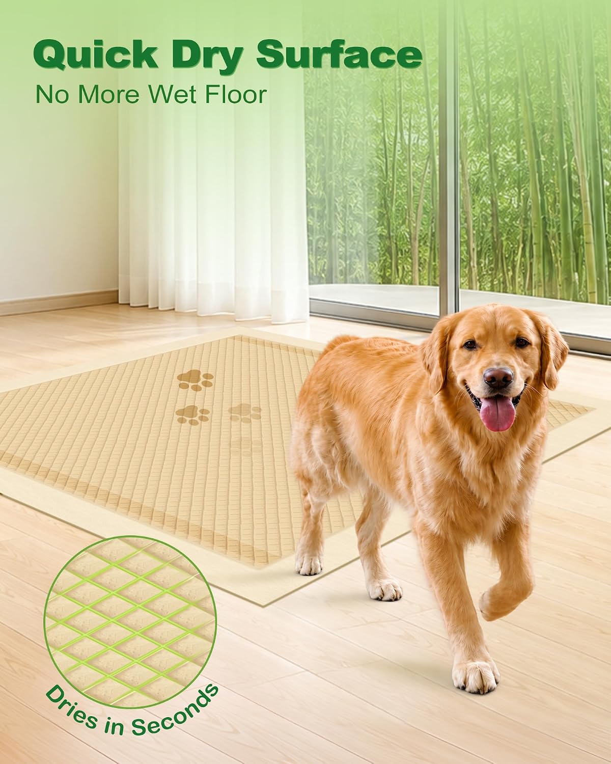 MIZOK Bamboo Dog Pee Pads Highly Absorbent No Leak XXL 36x36in 30Ct