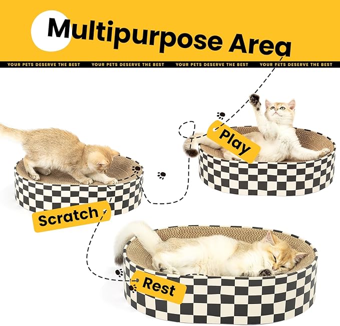 Cat Scratcher Cardboard, 2 in 1 Oval Cat Scratch Pad Bowl - Image 2