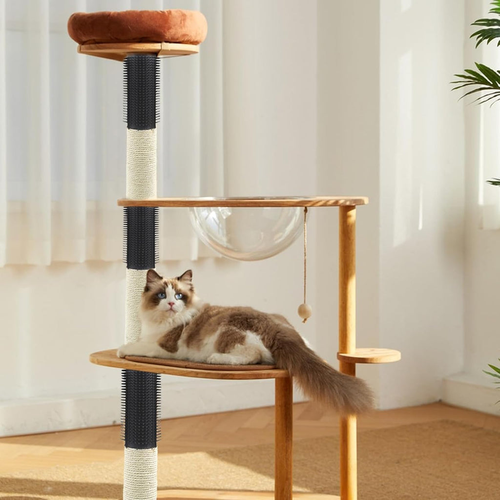 4pcs M8 Cat Scratching Post Replacements,15.7 in Sisal Cat Tree Replacement Poles with Self Groomer Massage Sisal Pole Parts for Indoor Cats Kitten Tree Furniture Protector