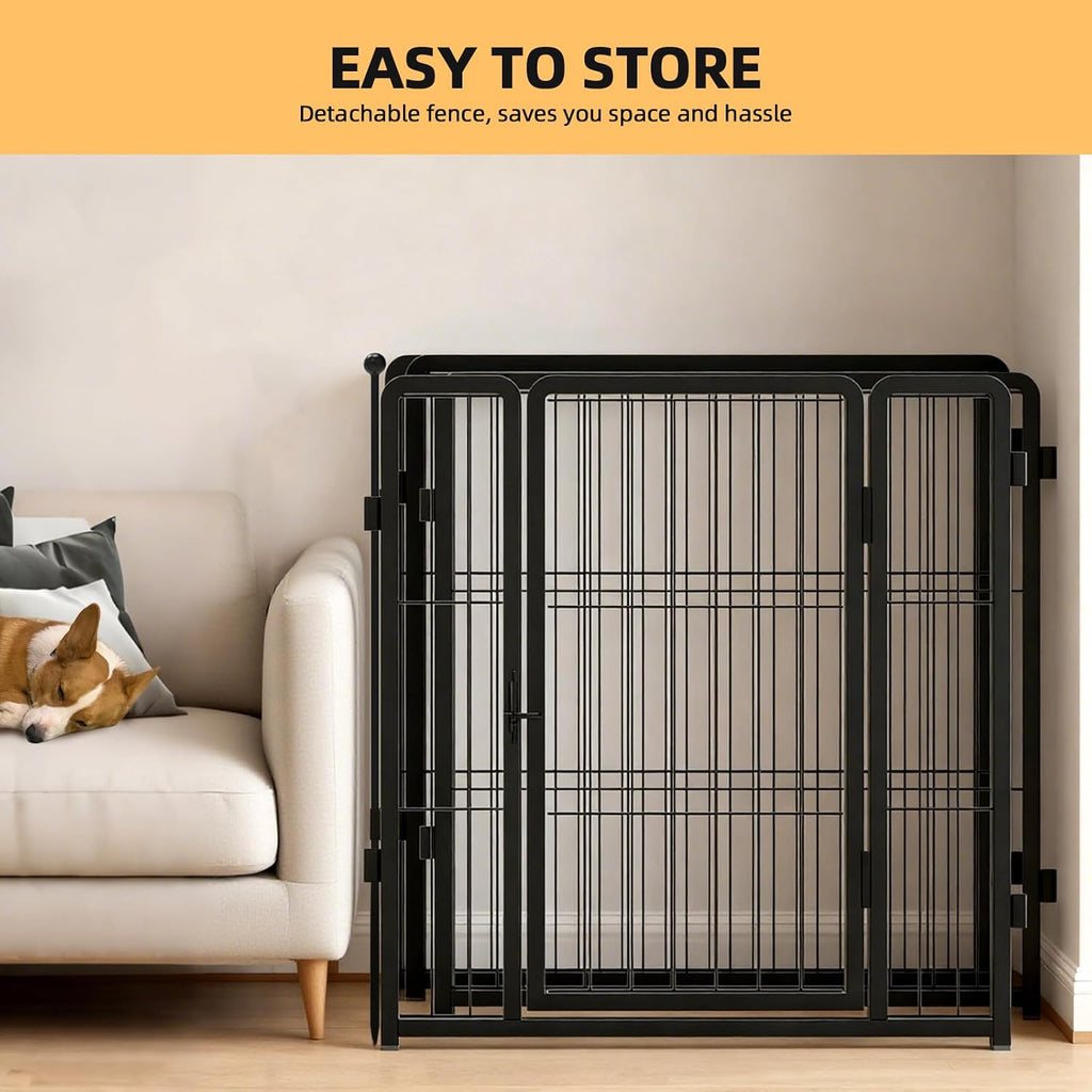 Dog Playpen Indoors/Outdoor, 24 inch 8 Panels Dog Play Pen for Small Dogs, Rustproof Metal Pet Fence for RV Camping/Yard/Garden