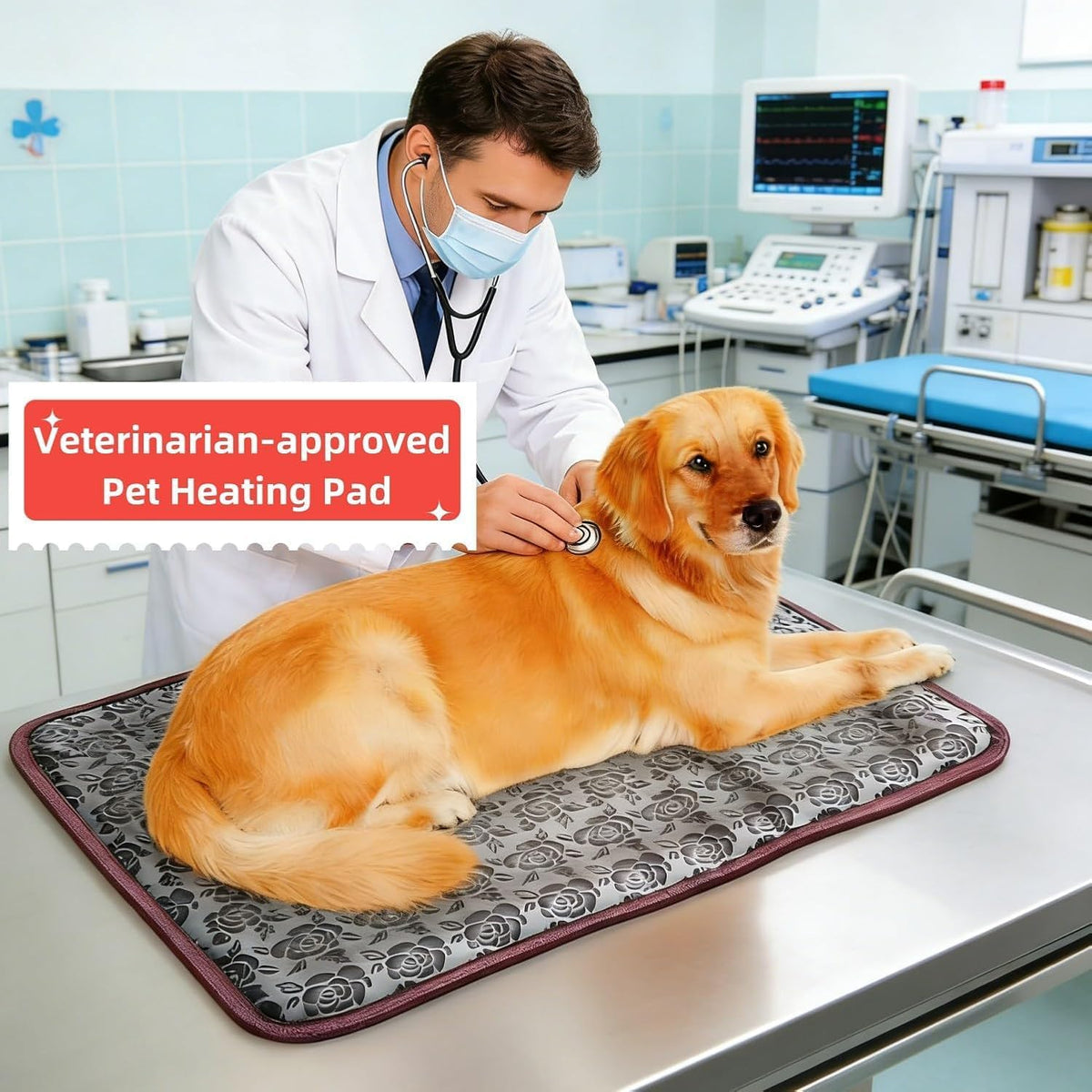 Puppy Heating Pad for Whelping New Born Dog Heated Bed,Heated Puppies Bed,Pet Heated Cat Bed,4 Auto Shut Off Timer,9 Level Heater Large 34x21 in