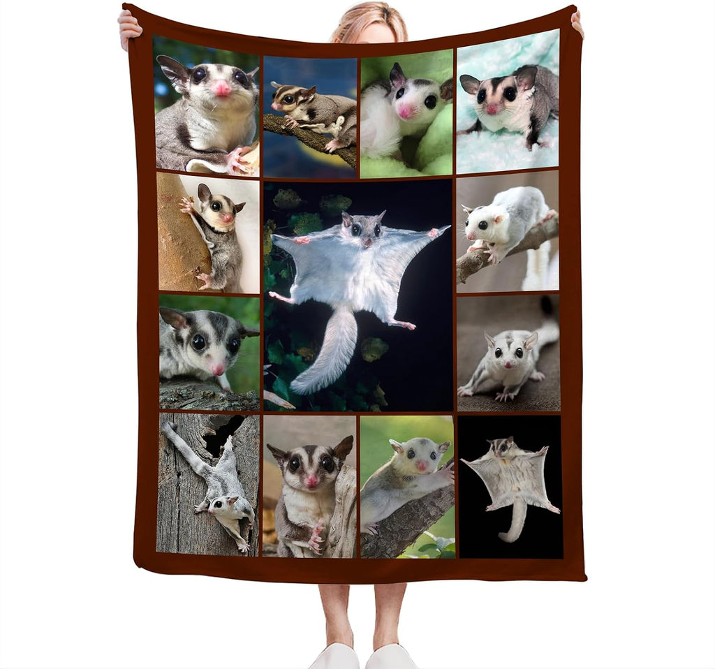 Sugar Glider Blanket,Cute Weasel Animal Lover Throw Blanket Gifts 50"X40"