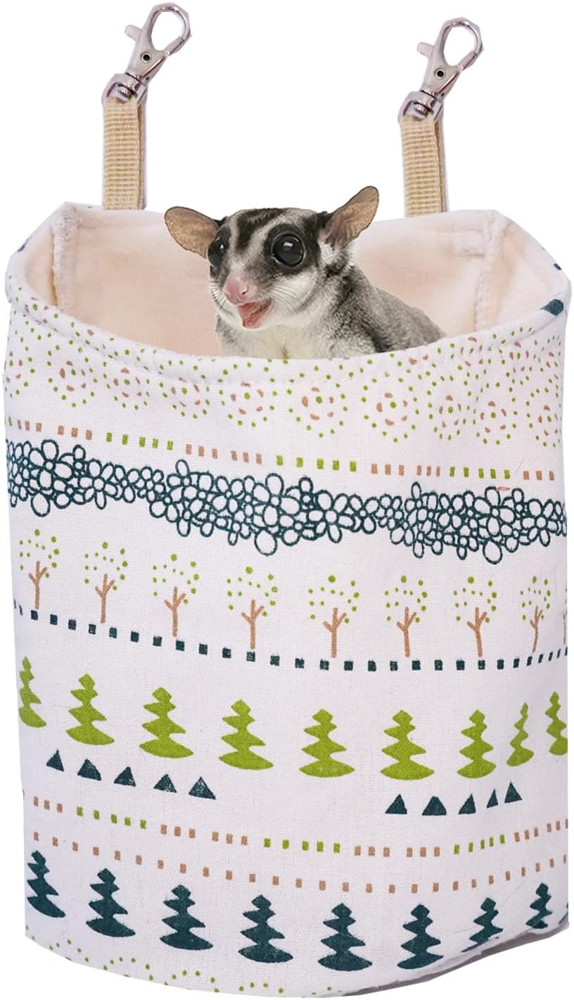 Sugar Glider Sleeping Pouch,Large 7.9'*9.8' Cage Hanging Bag,Breathable Cage Accessories & Toys for Sugar Gliders,Rats,Ferrets, Hamsters, Sack Swing Hanging Bed for Gliders Rat Hedgehog Hamster