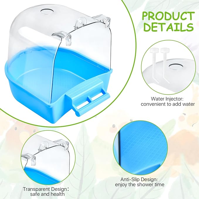 Supkiir 4Pcs Clear Bird Bath for Cage, Parakeet Bath Cage Accessories - Image 4