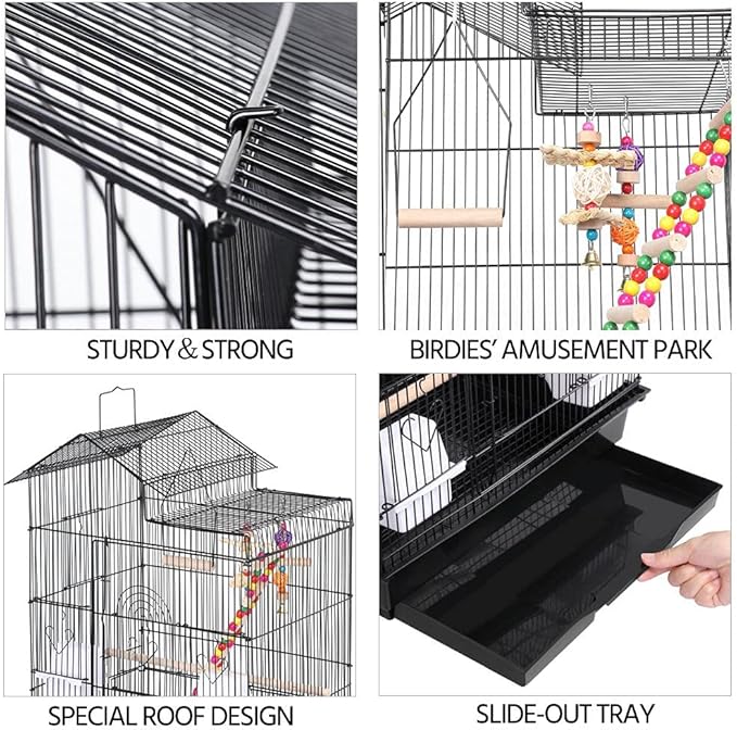 Yaheetech 39-inch Roof Top Large Flight Parrot Bird Cage - Image 5