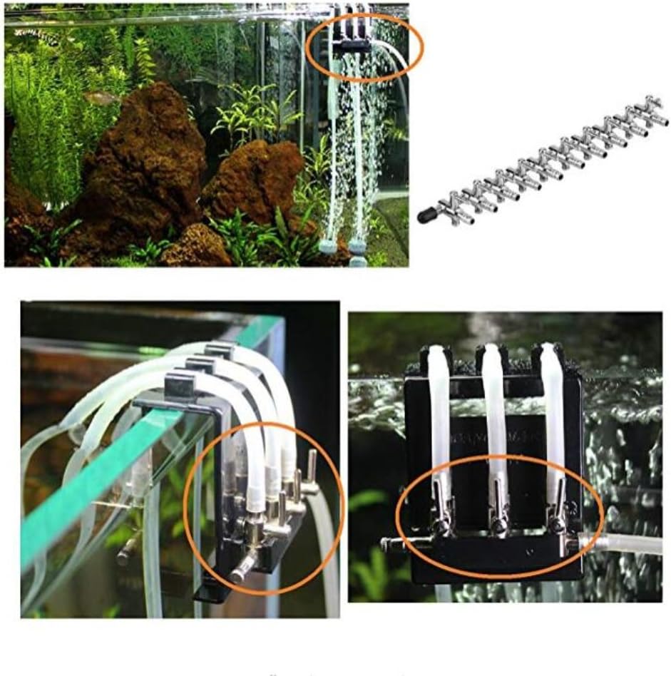 Aquarium Fish Tank 10-Way Air Pump Control Valve Manifold Taps Silver Tone