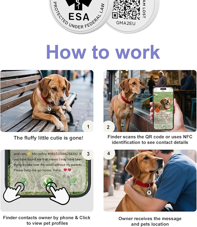 ESA Dog Tag, QR Code Dog Tag, Modifiable Free Pet Online Profile, Scannable QR - Image 5
