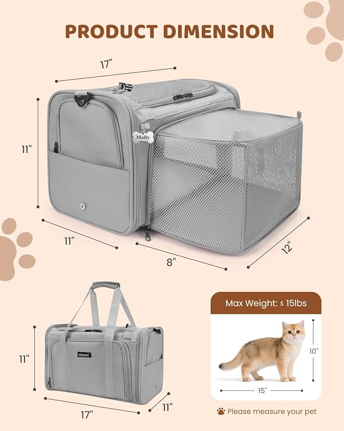 MIDOG Cat Carrier Soft for Small to Medium-Sized Cats, TSA Airline Approved - Image 8