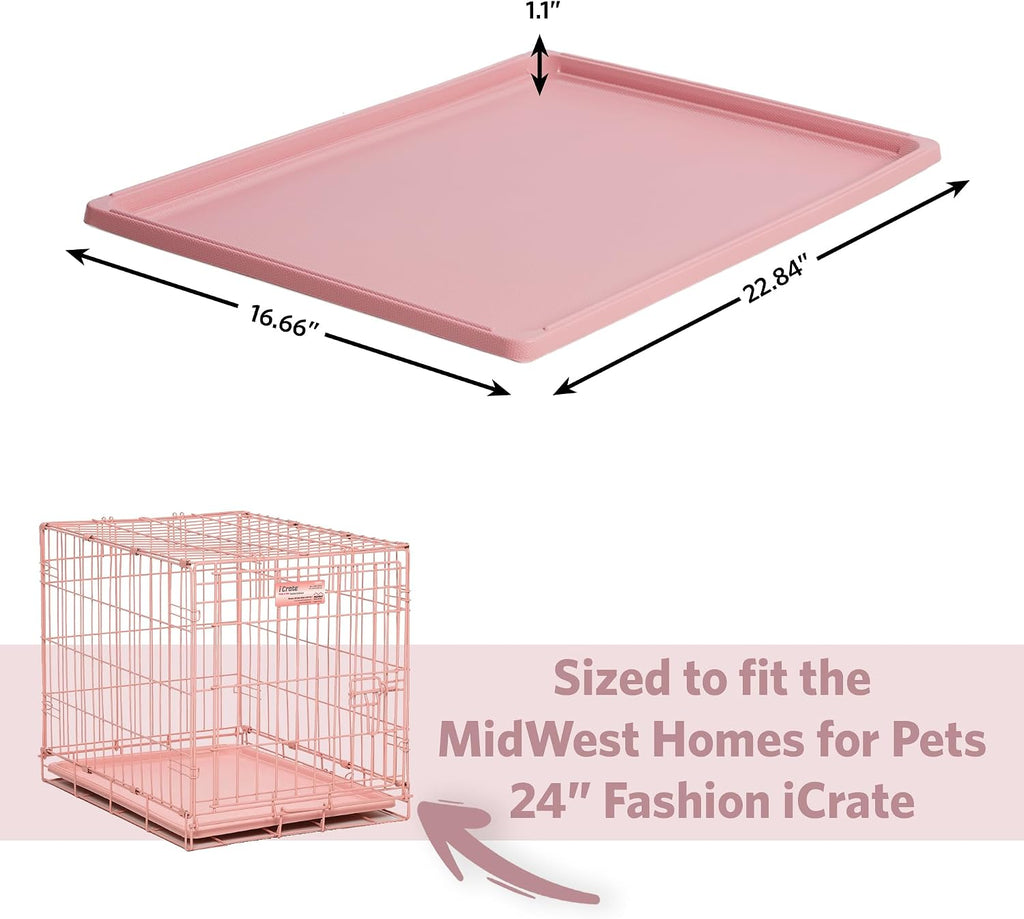MidWest Homes for Pets, Dog Crate Replacement Pan for- 24-Inch Pink iCrate, Also Fits New World, Regular 24-Inch iCrates and Life Stages Dog crates, (Model-26PPan), Pink