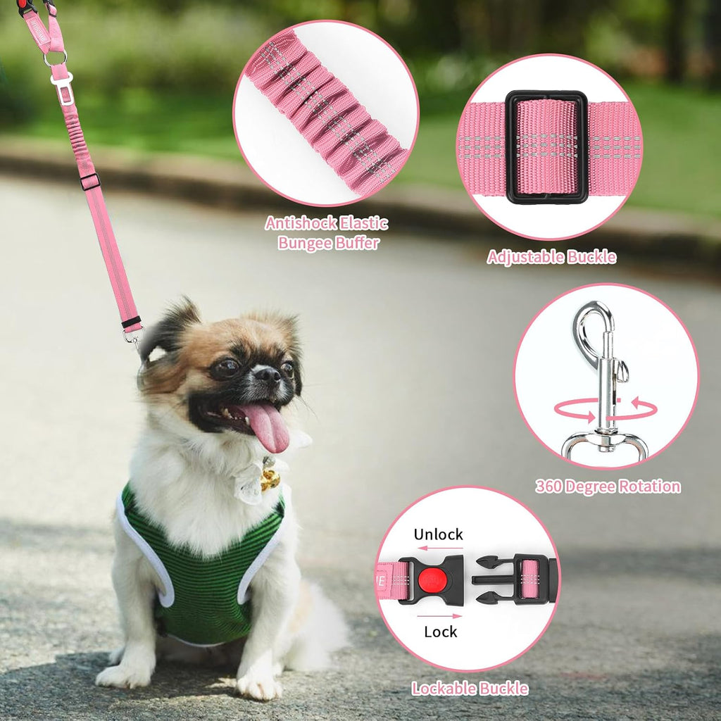 2 Pack Dog Seat Belt for Car, Elastic Bungee Buffer Safety Seat Belt