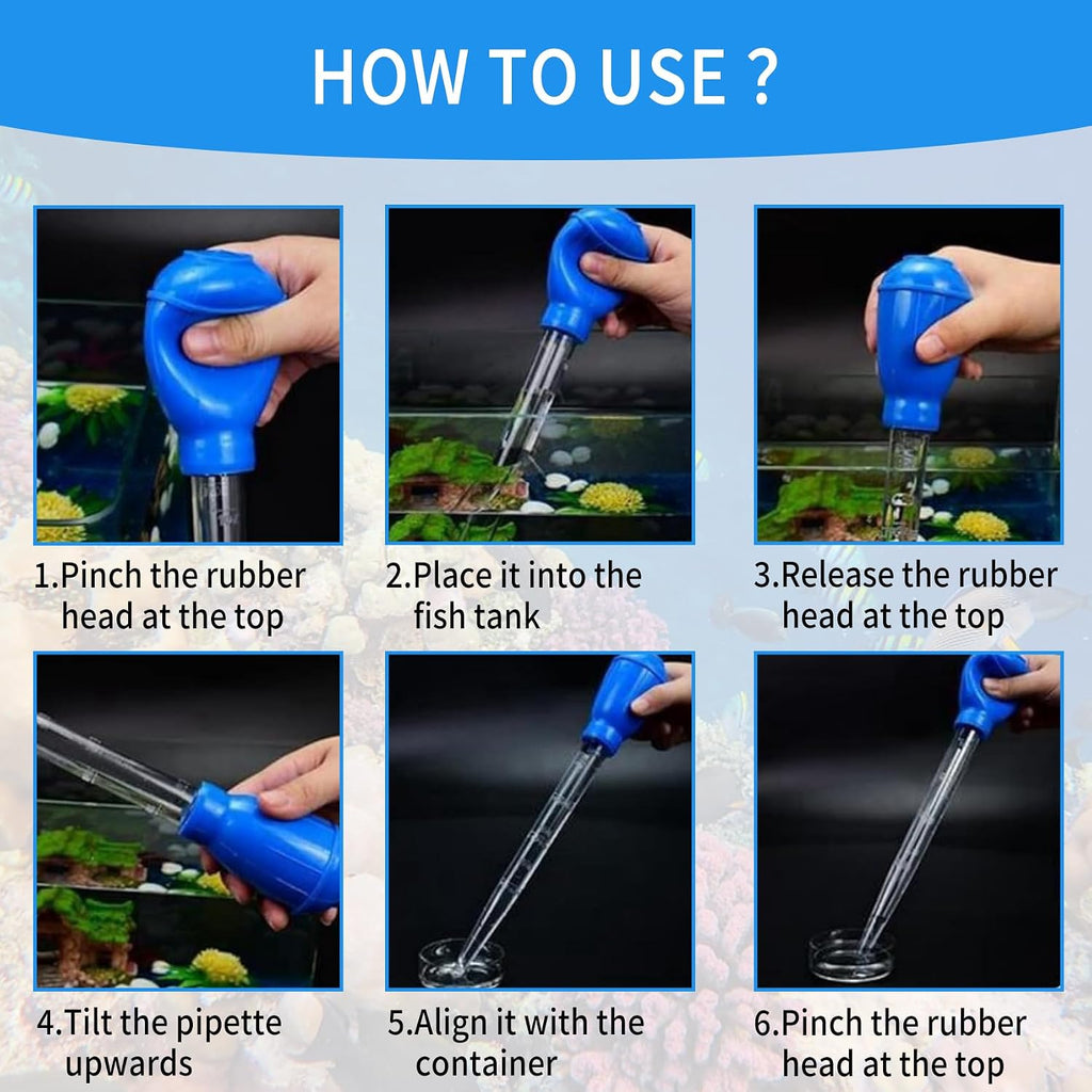 2 Pcs Aquarium Coral Feeder with 2 Pcs Stainless Steel Feeding Long Tweezers Syringe Spot Coral Feeder Reptile Feeding Tools for Aquatic Plant Reef Anemones Lionfish (Blue, Silvery)