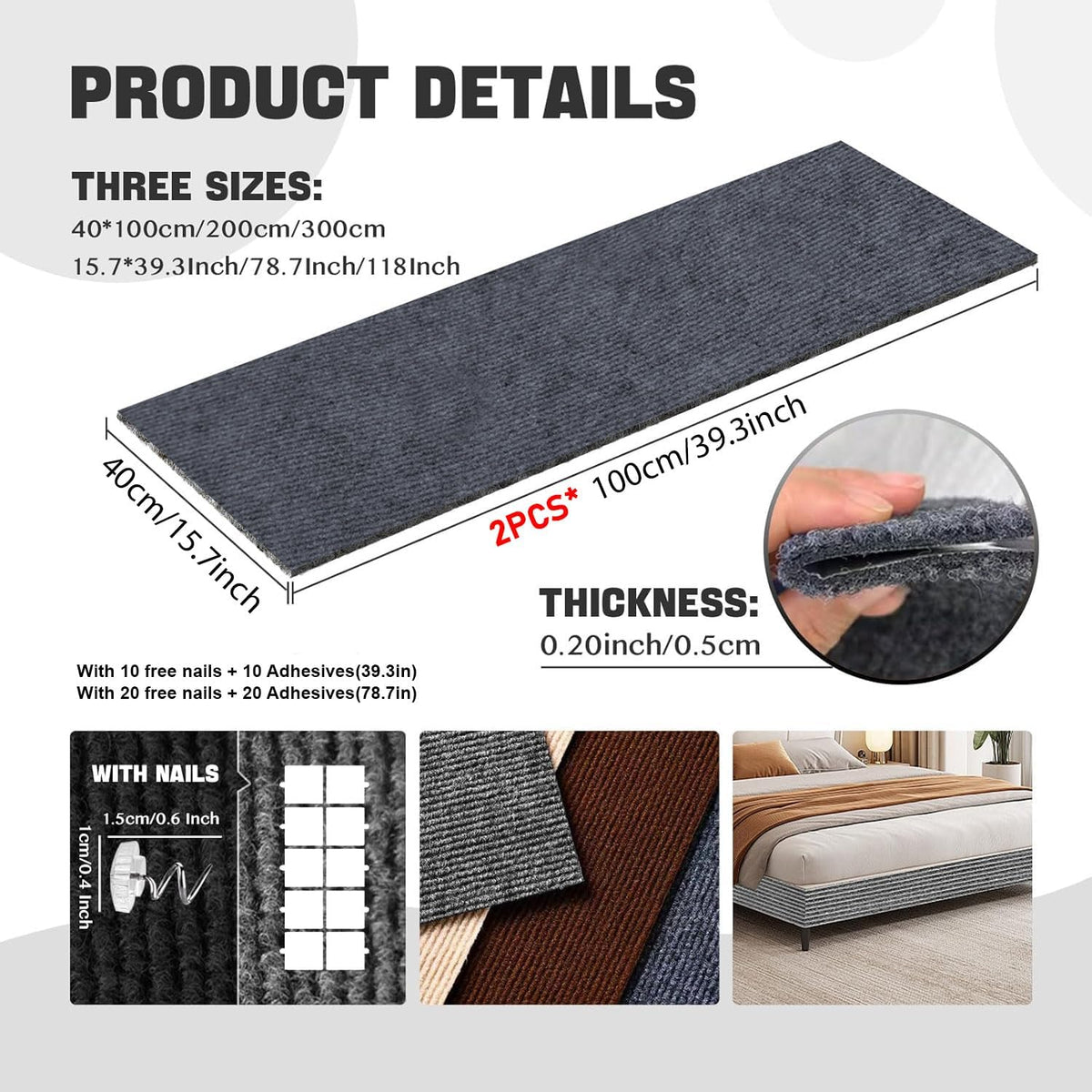 Cat Scratching Climbing Carpet Mat, Self-Adhesive Couch Furniture Protector