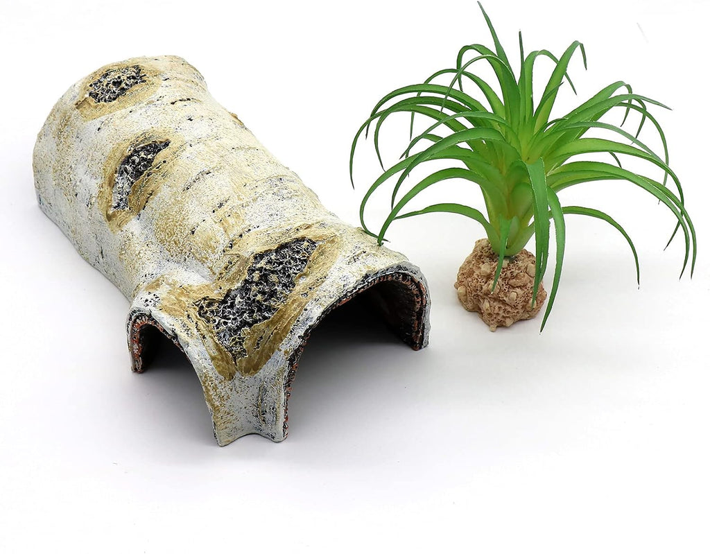 Reptile Hides and Caves Birch Tree Bark Trunk Habitats Decor Aquarium Decoration Wood for Lizard Geckos Snake Spiders Frogs Turtle (Medium)