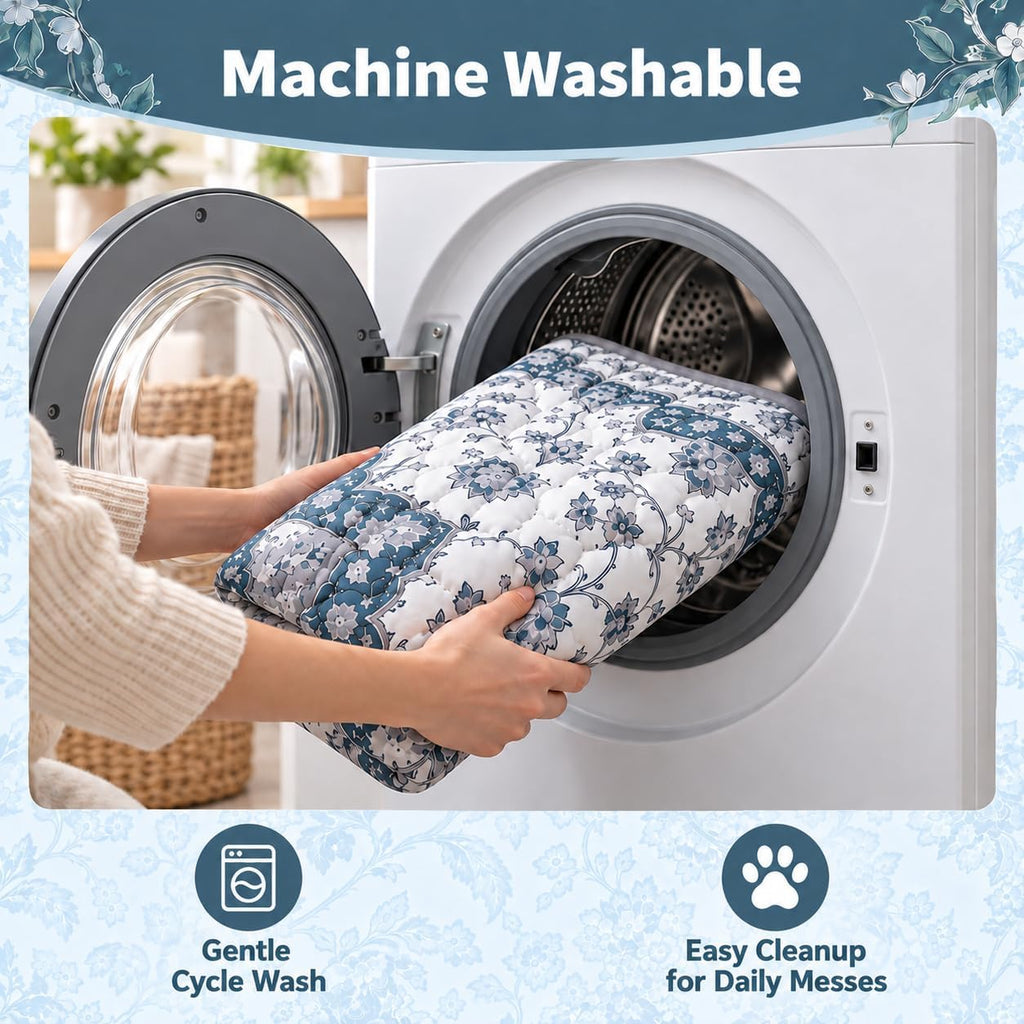 50" Washable Extra Large Quilted Dog Crate Mat, Soft Cushioned Dog Bed Mat