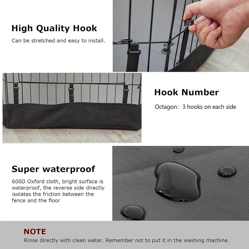 PJYuCien Playpen Bottom Pad for 24'' Width 8 Panel Pen, Hook Connect, Black
