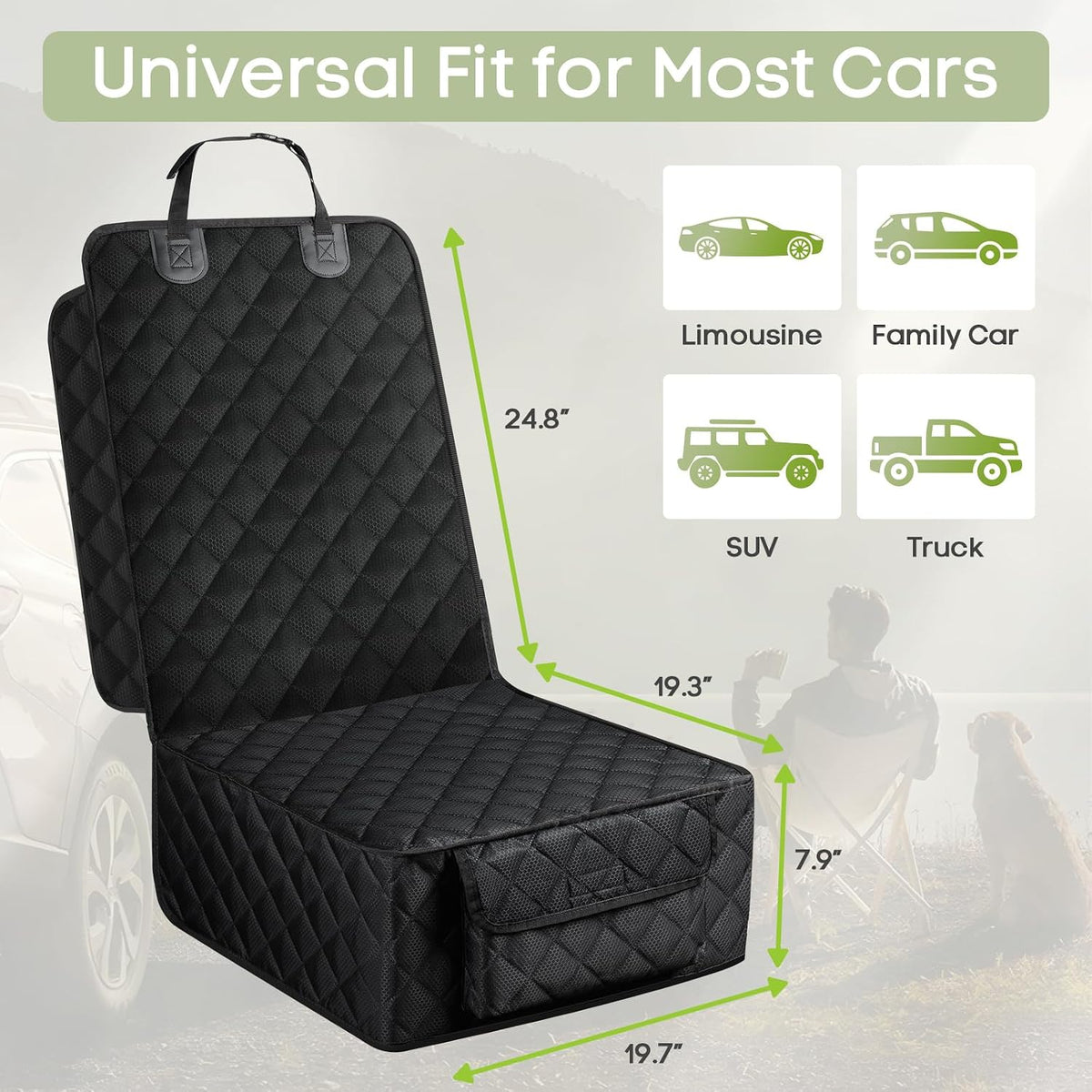 2 Pack Dog Car Seat Cover for Front Seat, Pet Car Seat Protector