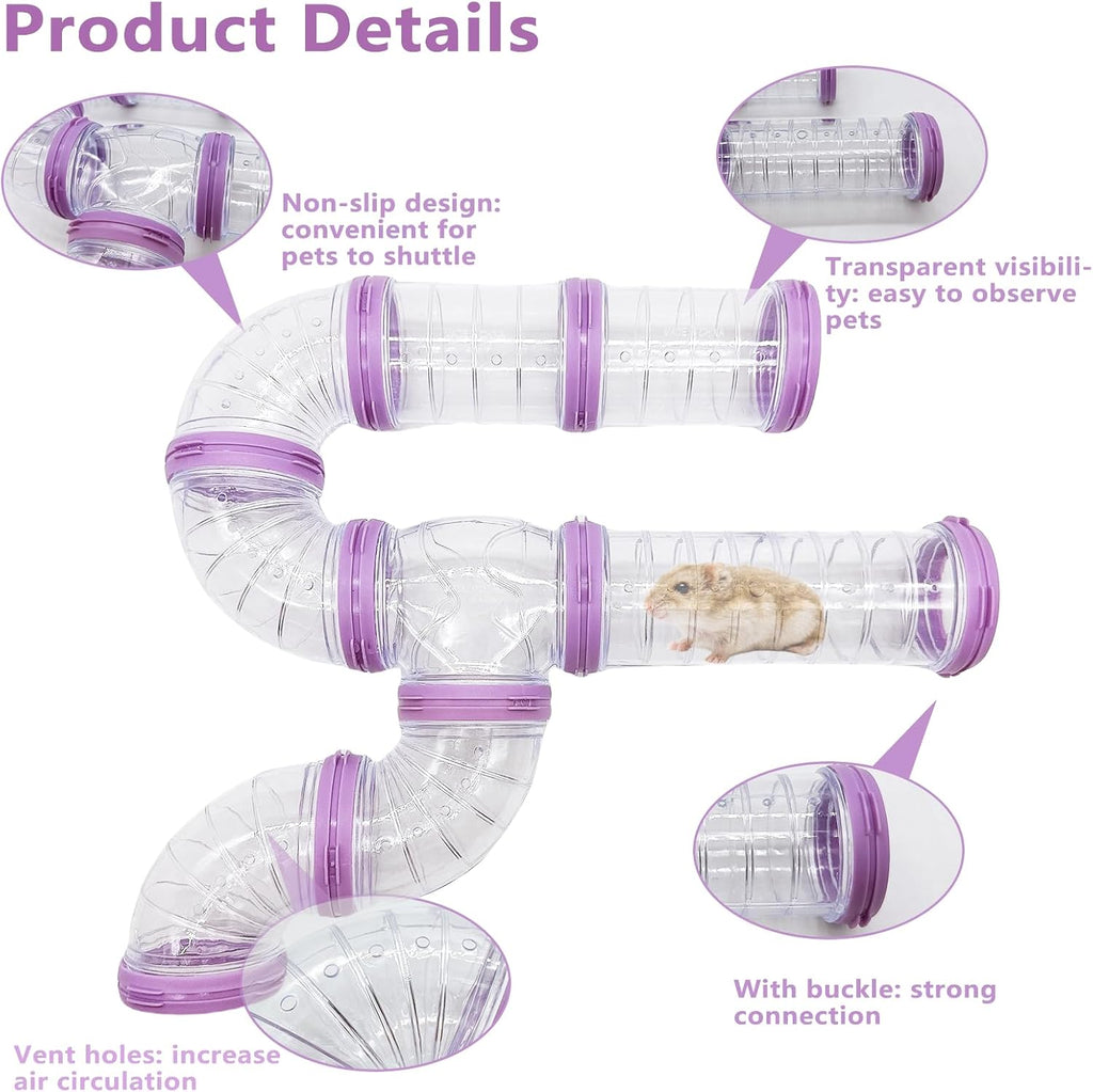 8 PCS Hamster Tubes and Tunnels Toys DIY Pipe Maze for Dwarf Hamster Gerbil