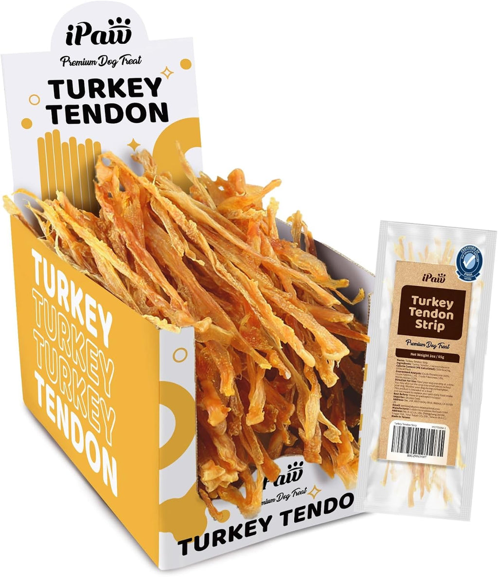 iPaw Turkey Tendon for Dogs, All Natural Human Grade Puppy Chew, Strips