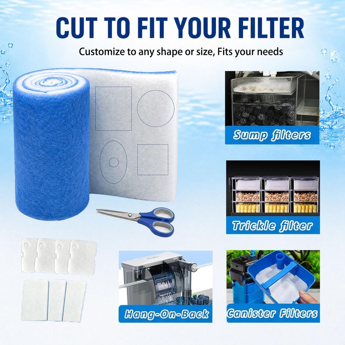 Aquarium Filter Floss, 12x72x0.75 Inch, Cut to Fit Filter Media