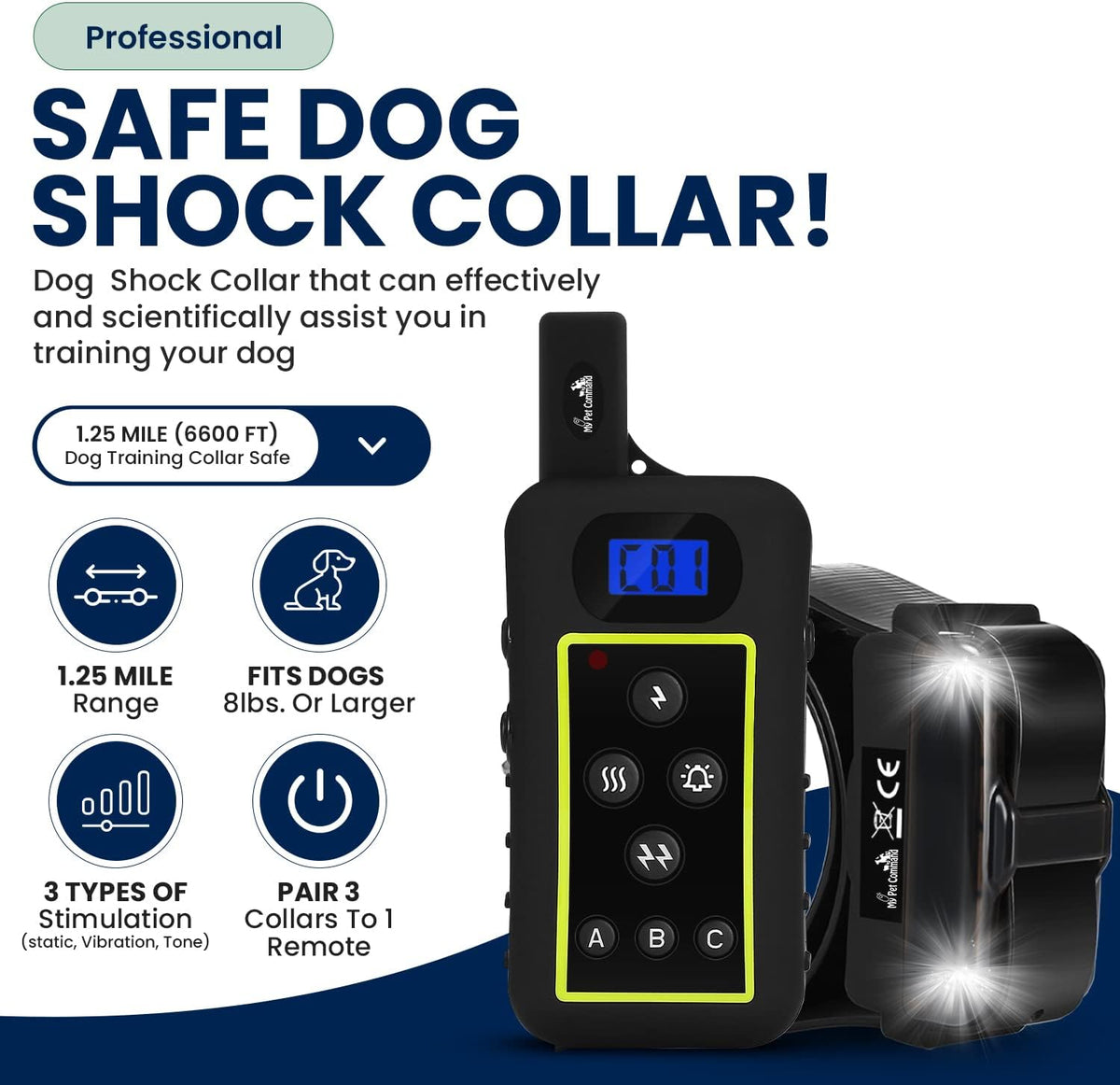 My Pet Command 1.25 Mile(6600 Ft) Long Range Dog Training Collar,1 Collar