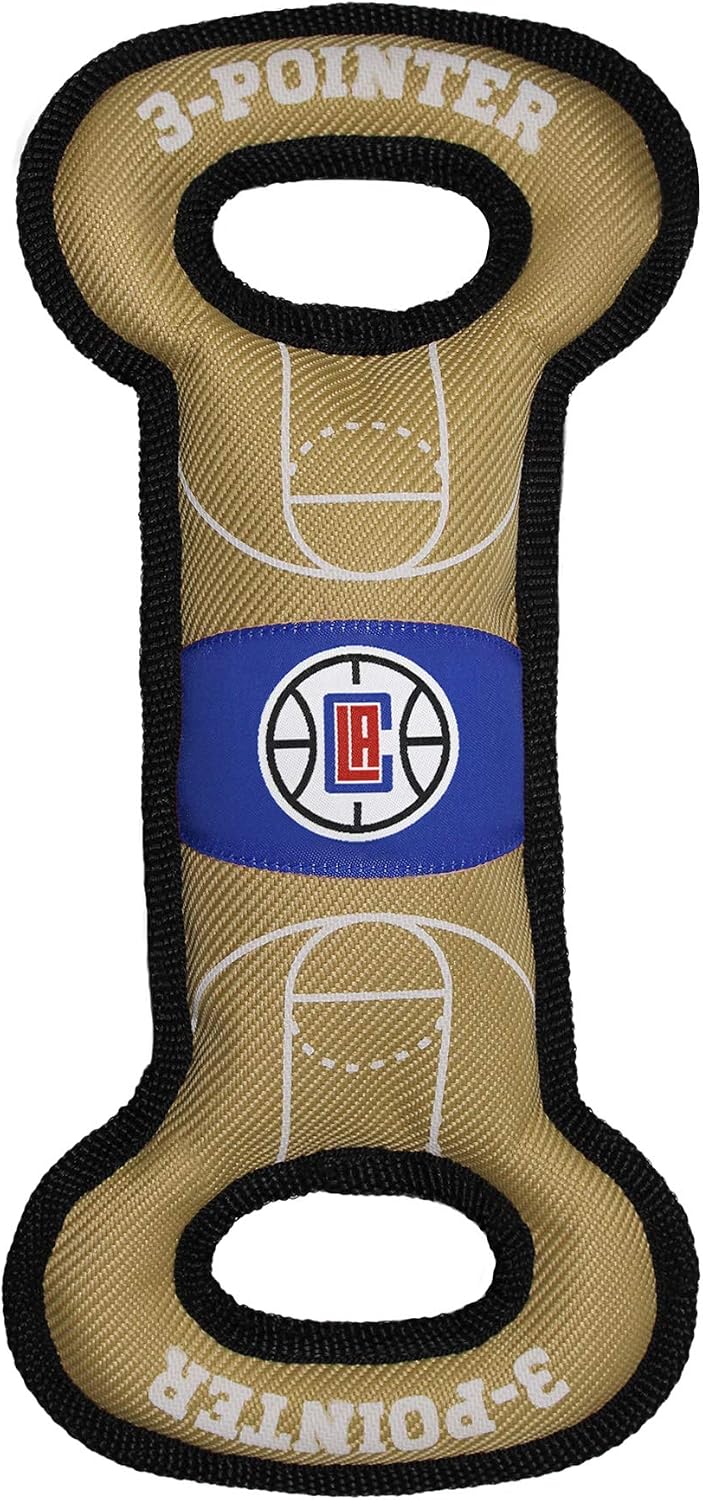 Pets First Tough Dog Bone Toy - NBA Los Angeles Clippers Dog Bone Court Toy with Basketbal Team Logo, Inner Squeaker & Heavy-Duty Trim Stitching.