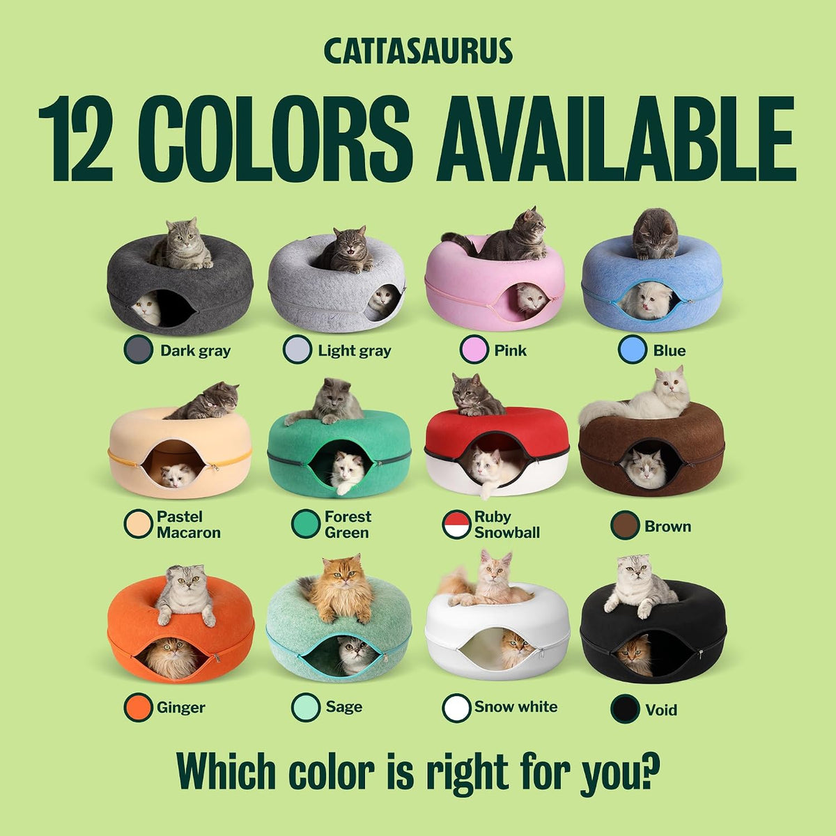Peekaboo Cat Cave Donut for Multiple & Large Cats up to 30-45 lbs, 3-in-1 Self Warming Cat Bed, Tunnel & Scratcher for Indoor Cats, Washable & Detachable Small Dog Bed (Light Gray, Large)
