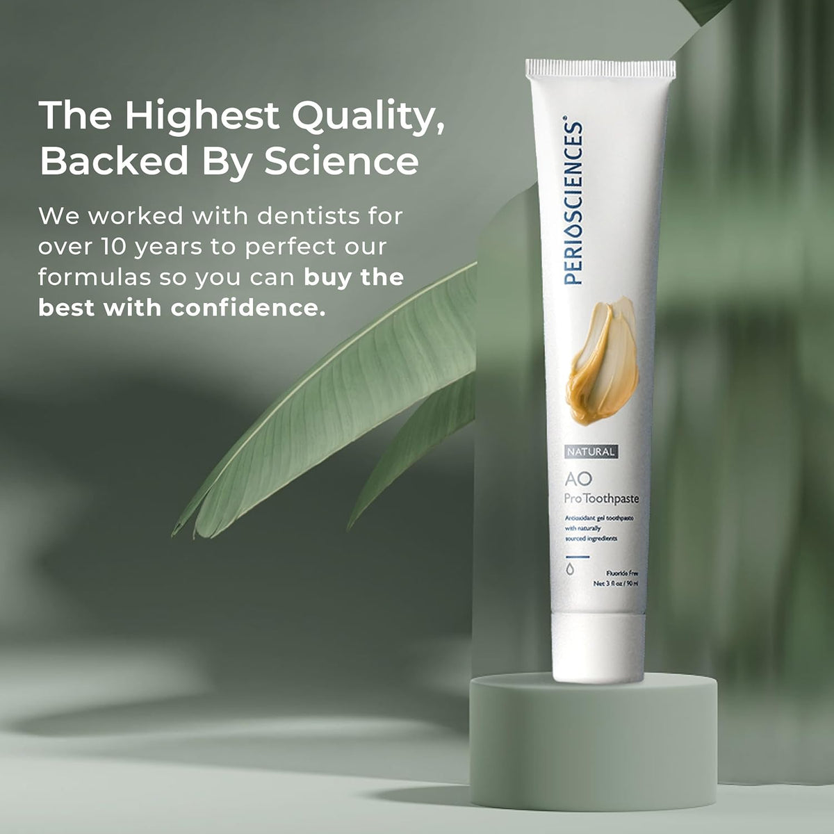PerioSciences AO Pro Natural Toothpaste with Nano Hydroxyapatite, Remineralizing, Fluoride Free, SLS Free, Gluten Free 3 fl oz / 90ml
