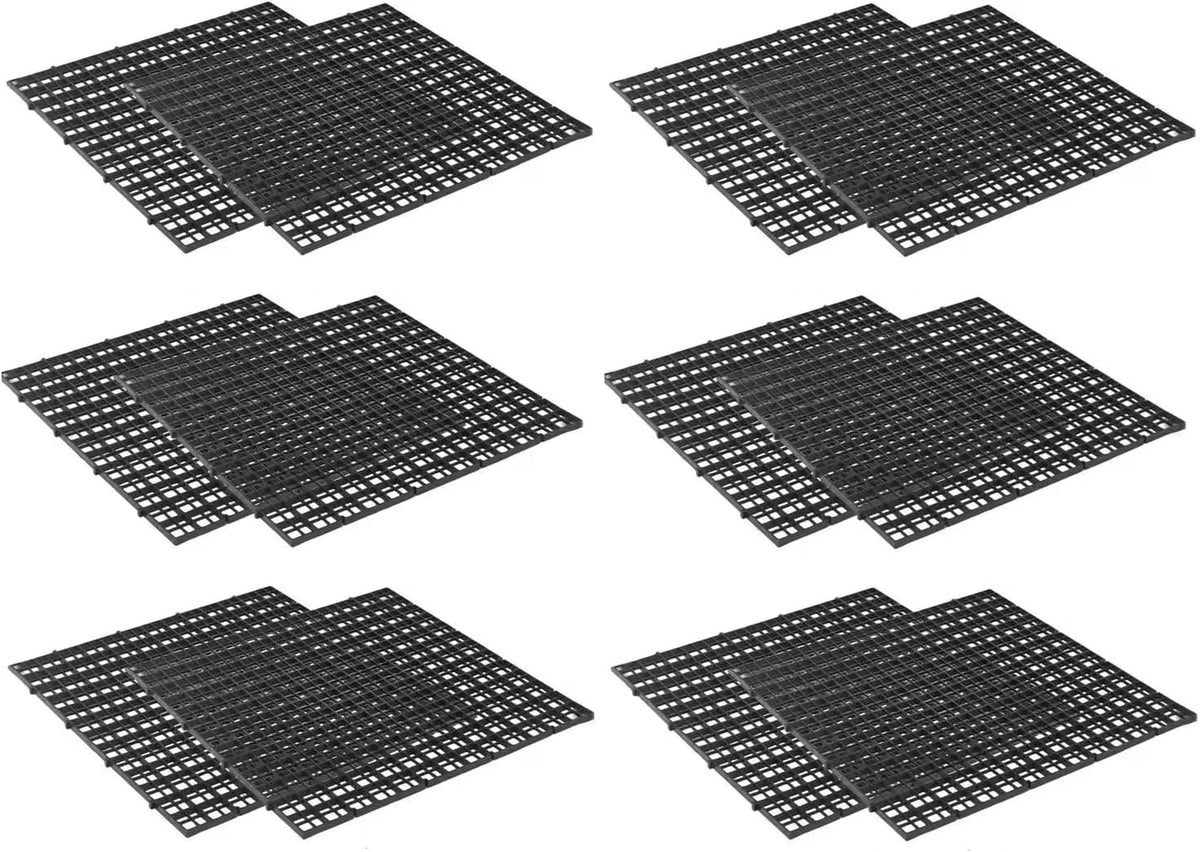 12 Pack 12inch（30cm） Square Aquarium Bottom Filter Mesh Partition Dividers Grid Plate Fish Tank Divider Plastic Egg Crate, Aquarium Filter Bottom Tray, Grid Isolation Board Partition