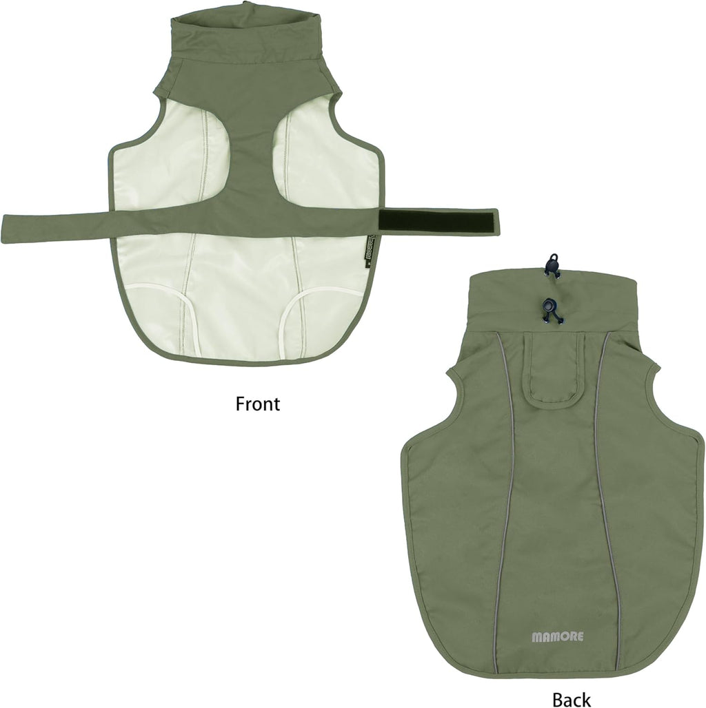 Adjustable Waterproof Dog Raincoat for Dogs,Lightweight Pet Rain Jacket Puppy Clothes with Reflective Strip for Small Medium Large Dogs (Army Green, Small)