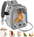 DBNESS Guinea Pig Carrier Backpack, Portable Rabbit Travel Carring Bag for Pet Bunny Chinchilla Bearded Dragon Hamster Parrot Outgoing Pouch Case with Water Bottle Holder & Detachable Pad (Light Gray)