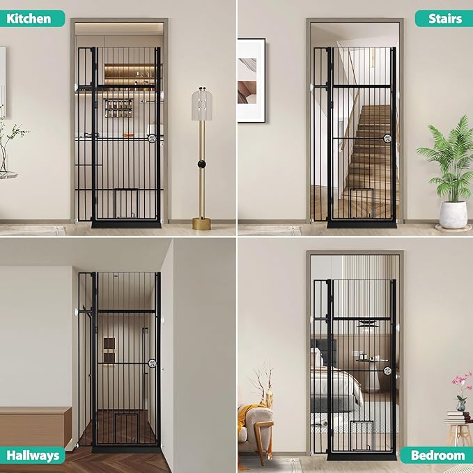 71" Extra Tall Pet Gate with Cat Door, No Drill Pressure Mounted Auto-Close - Image 6