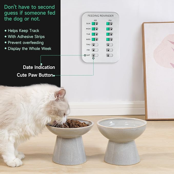 Dog Feeding Reminder, Magnetic OR Double Sided Adhesive Application, AM/PM - Image 2