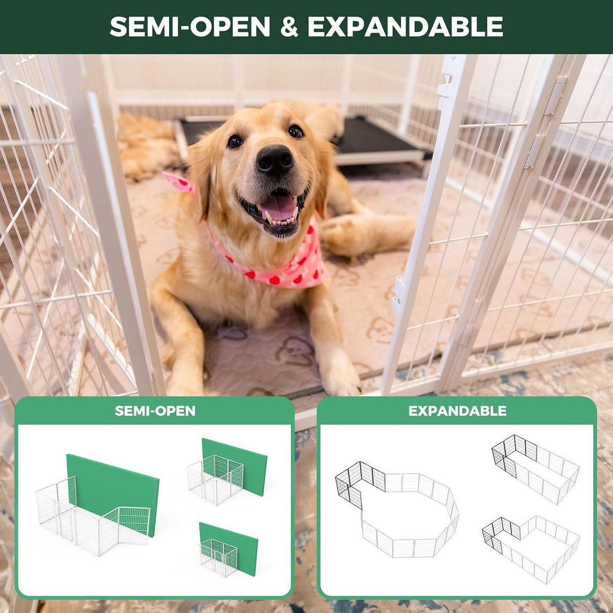 FXW Homeplus Indoor Dog Playpen, 40" H, 8 Panels, for Medium & Large Dogs
