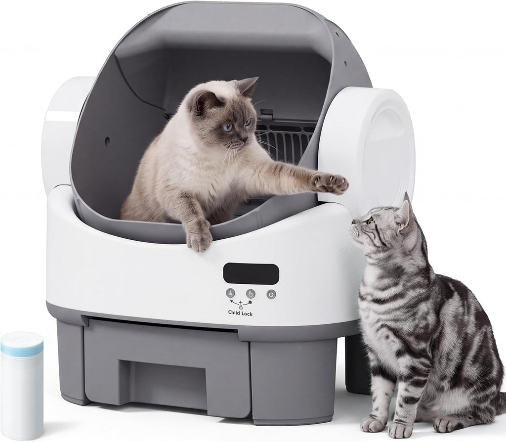 Greesum Open-Top Automatic Self-Cleaning Litter Box for Multiple Cats