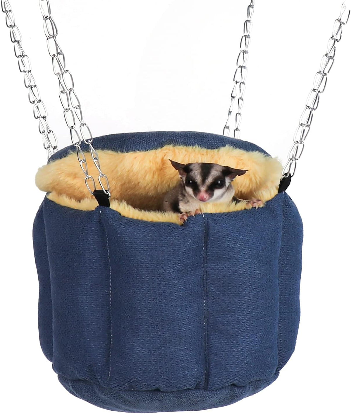 Rat Bed, Sugar Glider Hammock, Rat Bed for Cage, Guinea Pig Hanging Basket Warm Bed, Sugar Glider Pouch Hanging Bed, Small Animals Removable Nest Mat for Hamster, Syrian Hamster (Yellow)
