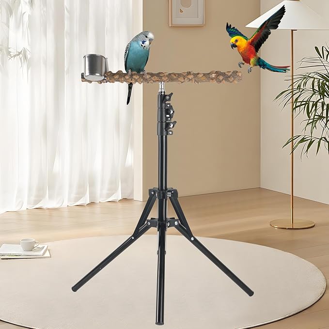 Adjustable Bird Perch Stand, 16-62 Inch Height Adjustable Bird Training Perch - Image 7