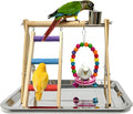 Bird Playstand Exercise Bird Play Perch Ladder with Feeder Cups Swing Toys