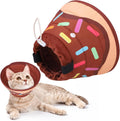 Cat Cone Collar Soft, Adjustable Cat Cones to Stop Licking, Foldable Donut Water Resistant Pet Recovery Neck E Collars After Surgery, Kitten Elizabethan Collar for Small to Large Cats,Brown L
