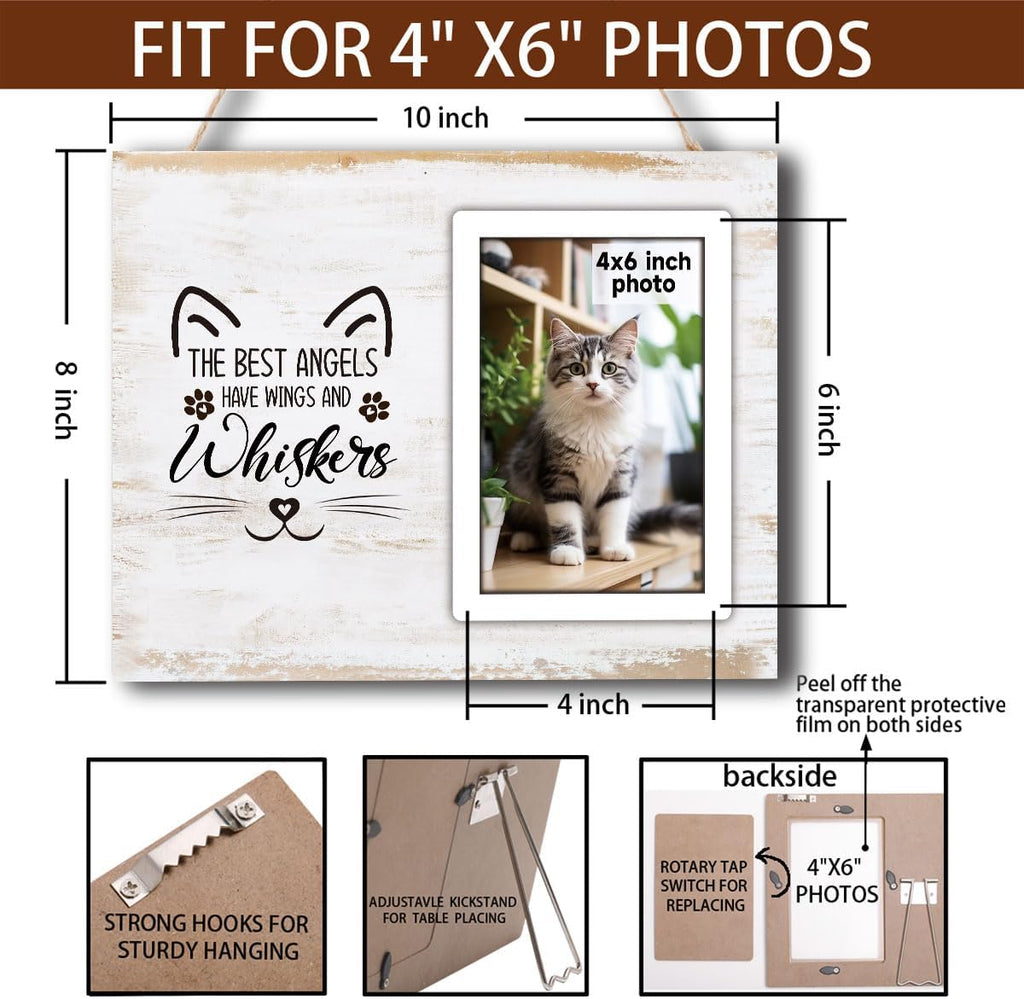 Cat Memorial Gifts for Loss of Cat, Pet Picture Frame Cat Memorial Picture Frame, Cat Loss Sympathy Gift for Women, Family, Pet Memorial Gifts Cat, Loss of Cat Memorials 4x6 Photo Frame