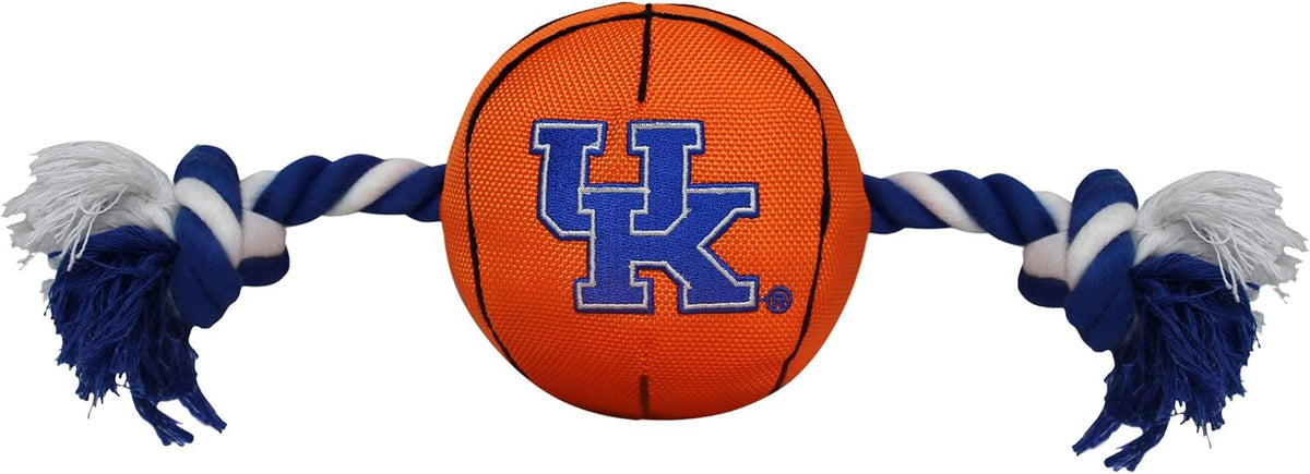 NCAA North Carolina Tar Heels Basketball Rope Toy for Dogs & Cats. Tough Nylon, Sporty Basketball Design, Heavy-Duty Ropes with Inner Squeaker