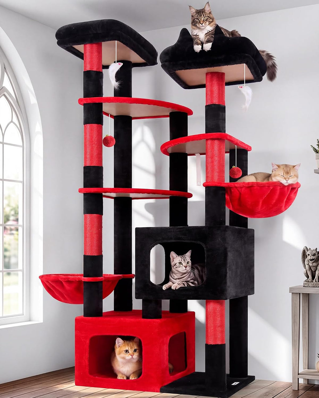 Globlazer S74E Pro Heavy Duty Maine Coon Cat Tree for Large Cats,Light Grey